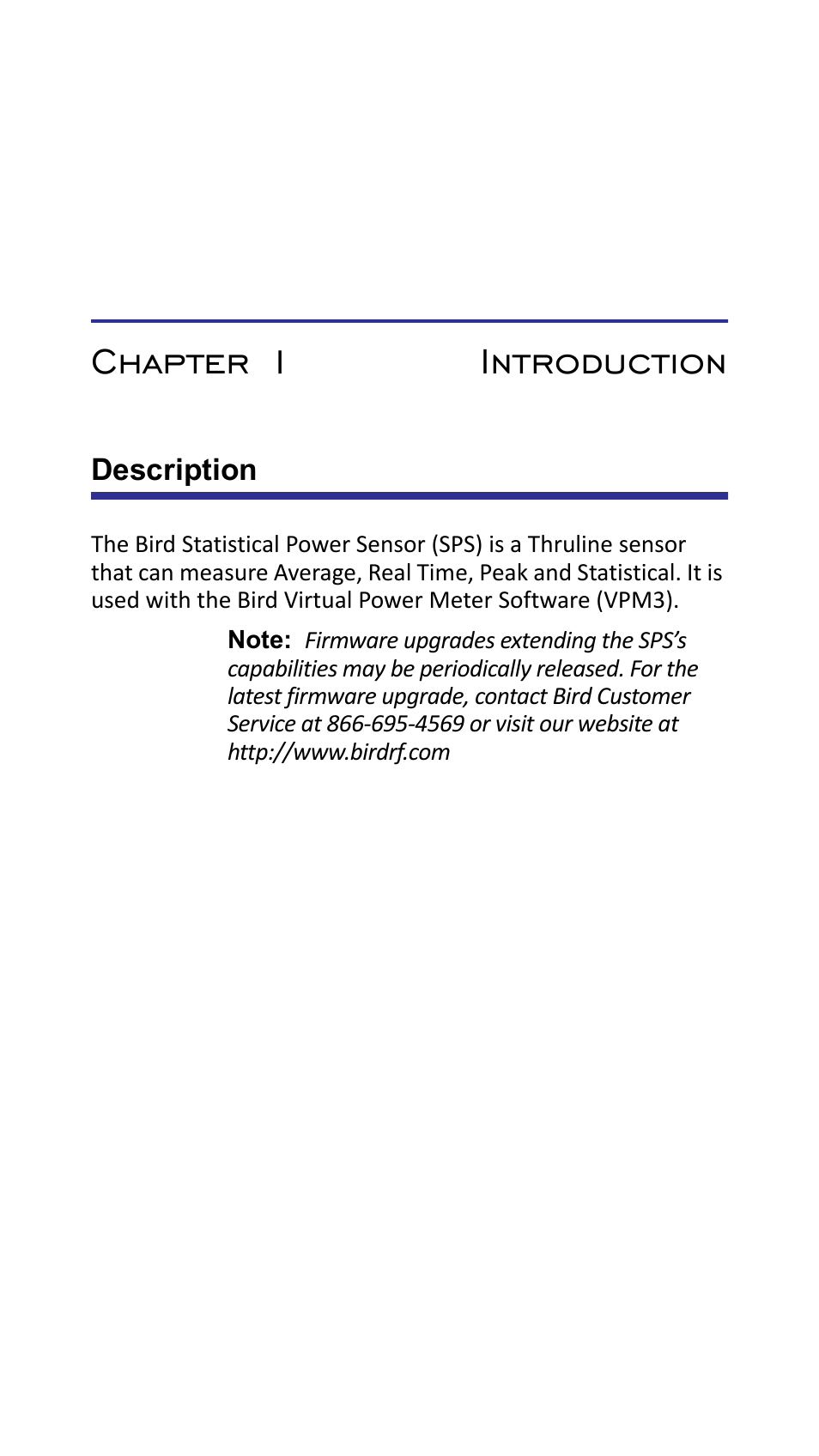 Chapter 1 introduction, Description | Bird Technologies 7022-Manual User Manual | Page 13 / 27