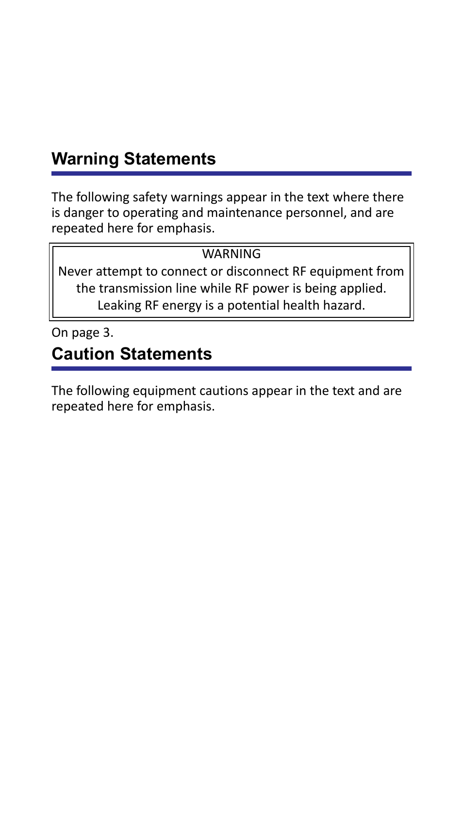 Warning statements, Caution statements | Bird Technologies 7022-Manual User Manual | Page 5 / 27