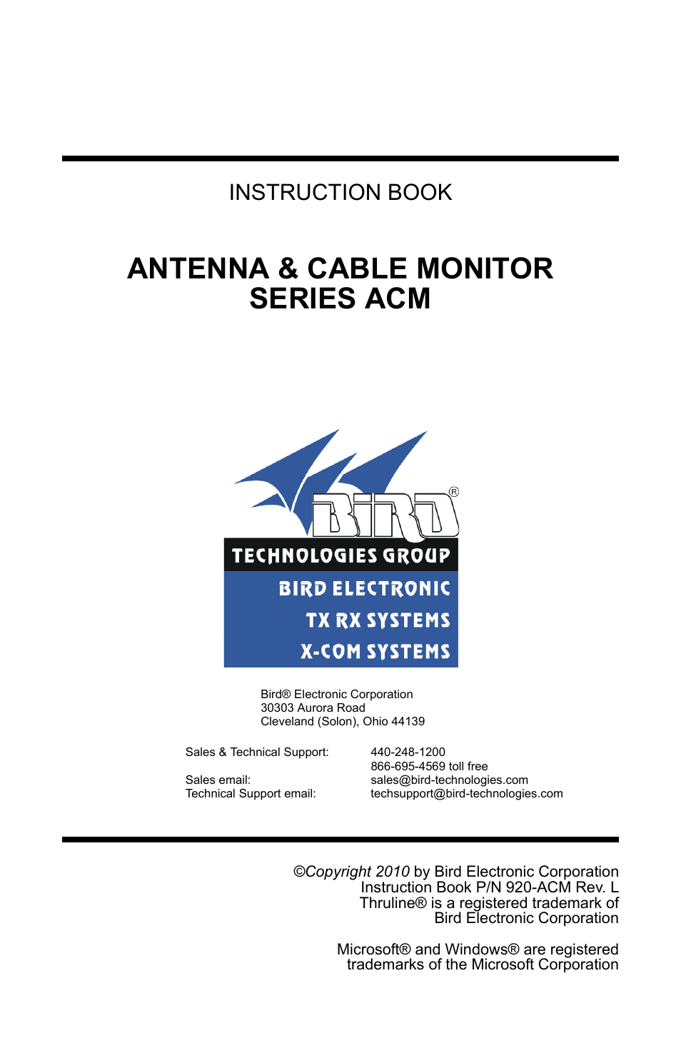 Bird Technologies ACM Series-Manual User Manual | 40 pages