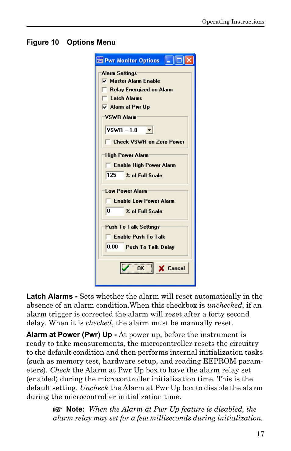 Figure 10 options menu | Bird Technologies ACM Series-Manual User Manual | Page 29 / 40