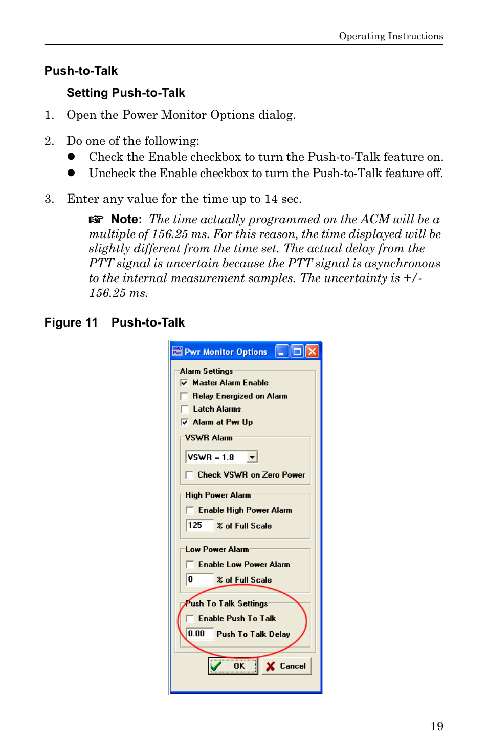Push-to-talk, Figure 11 push-to-talk, Setting push-to-talk | Bird Technologies ACM Series-Manual User Manual | Page 31 / 40