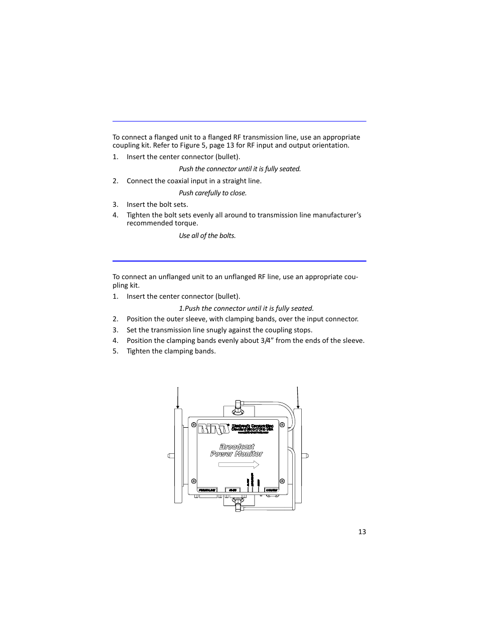 Flanged connector unflanged connector | Bird Technologies 3129 Display User Manual | Page 29 / 72