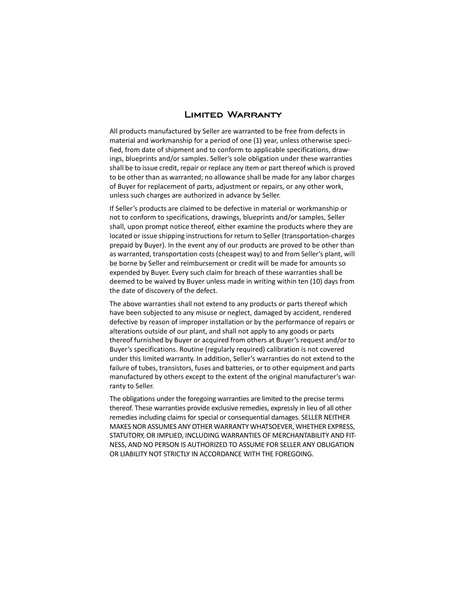Limited warranty | Bird Technologies 3129 Display User Manual | Page 71 / 72