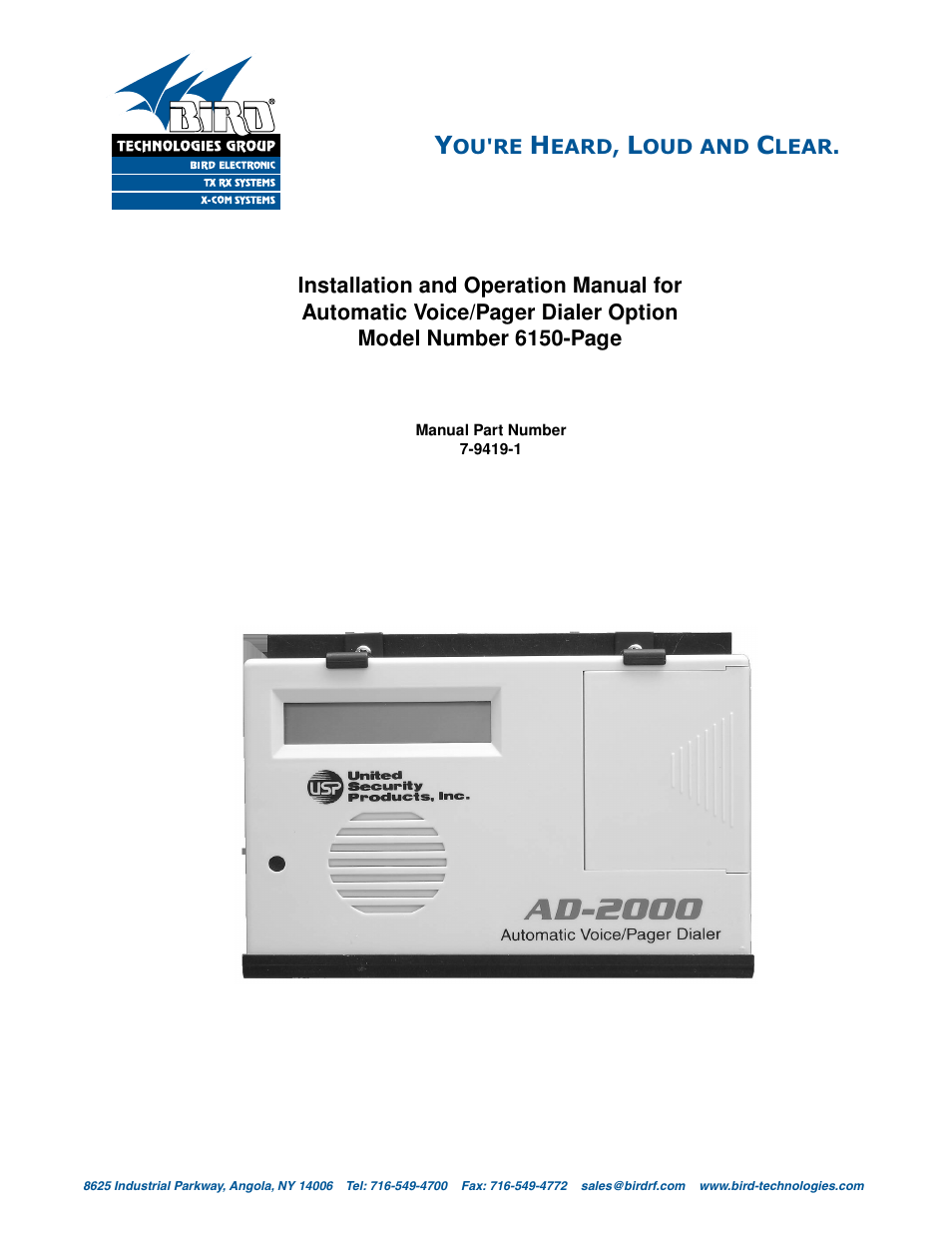 Bird Technologies 6150-PAGE-Manual User Manual | 12 pages