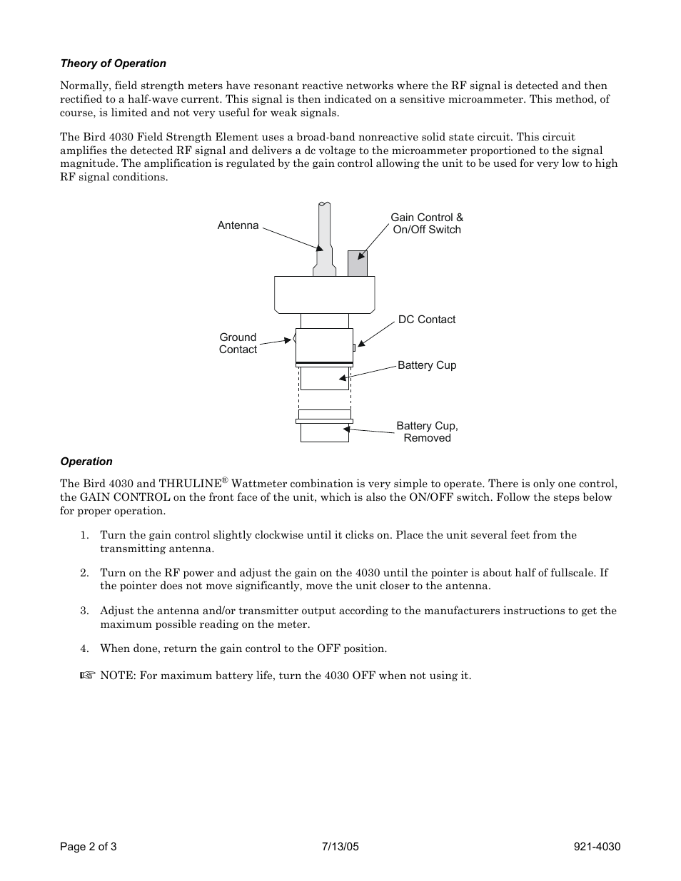 Bird Technologies 4030 User Manual | Page 2 / 3