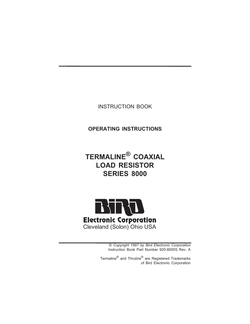 Bird Technologies 8000 Series User Manual | 24 pages