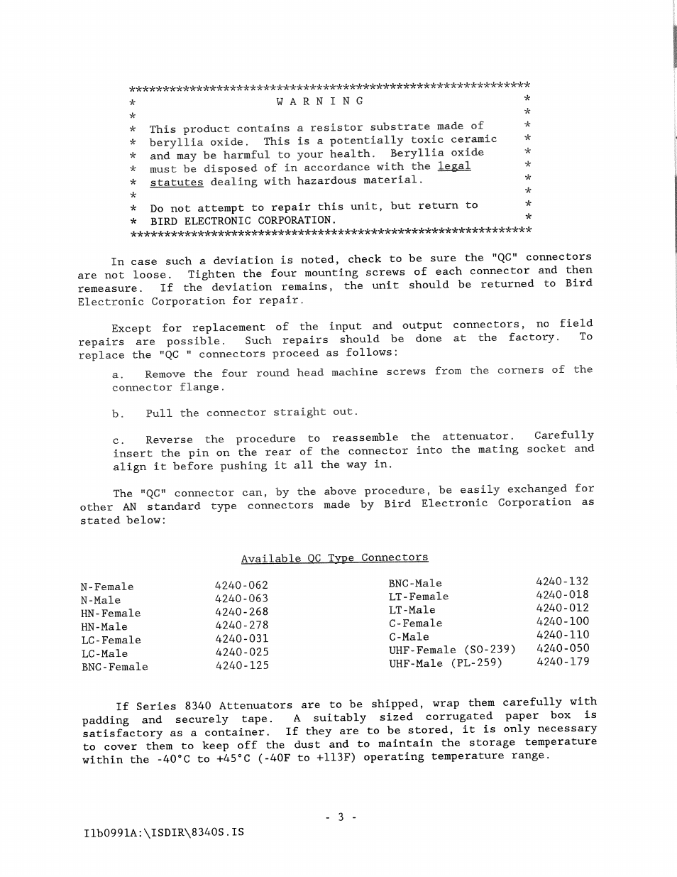 Bird Technologies 8340 Series User Manual | Page 3 / 5