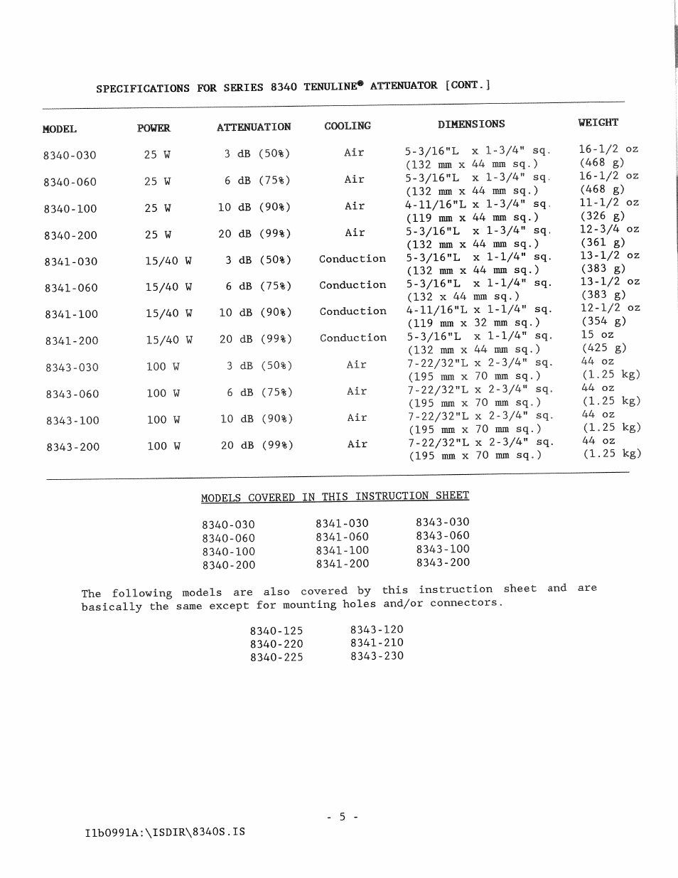 Bird Technologies 8340 Series User Manual | Page 5 / 5