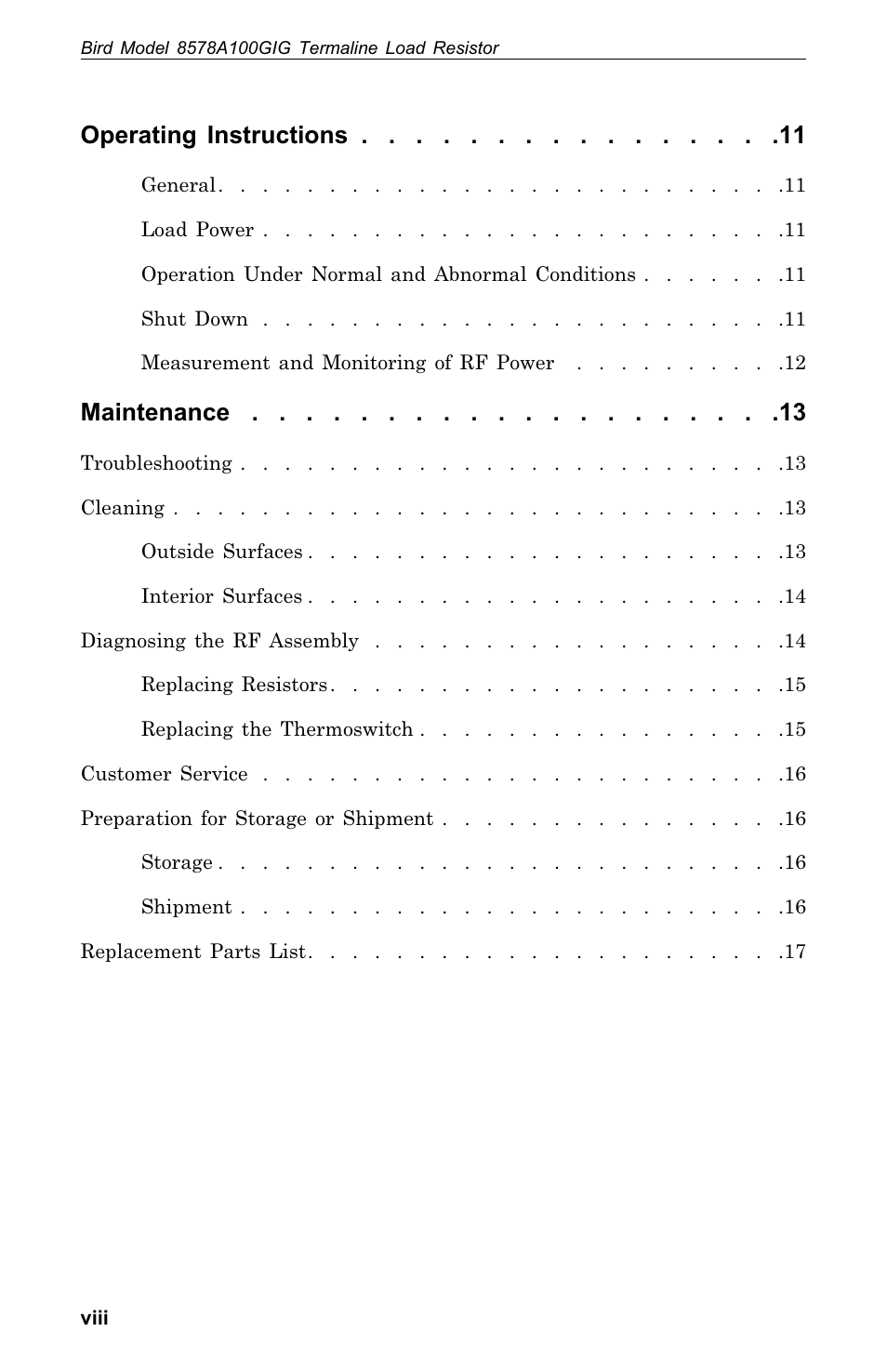 Operating instructions, Maintenance | Bird Technologies 8578A100GIG User Manual | Page 10 / 29