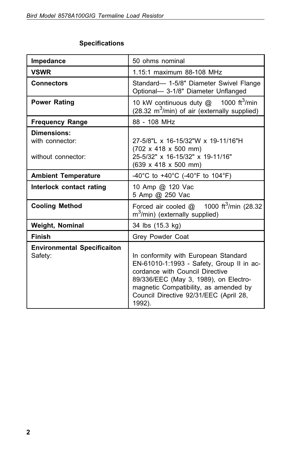 Bird Technologies 8578A100GIG User Manual | Page 12 / 29