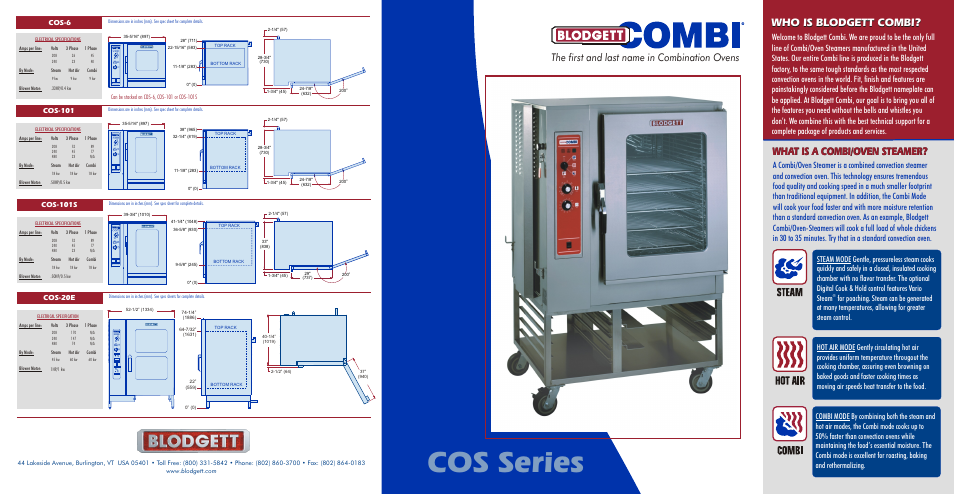 Blodgett COS User Manual | 2 pages