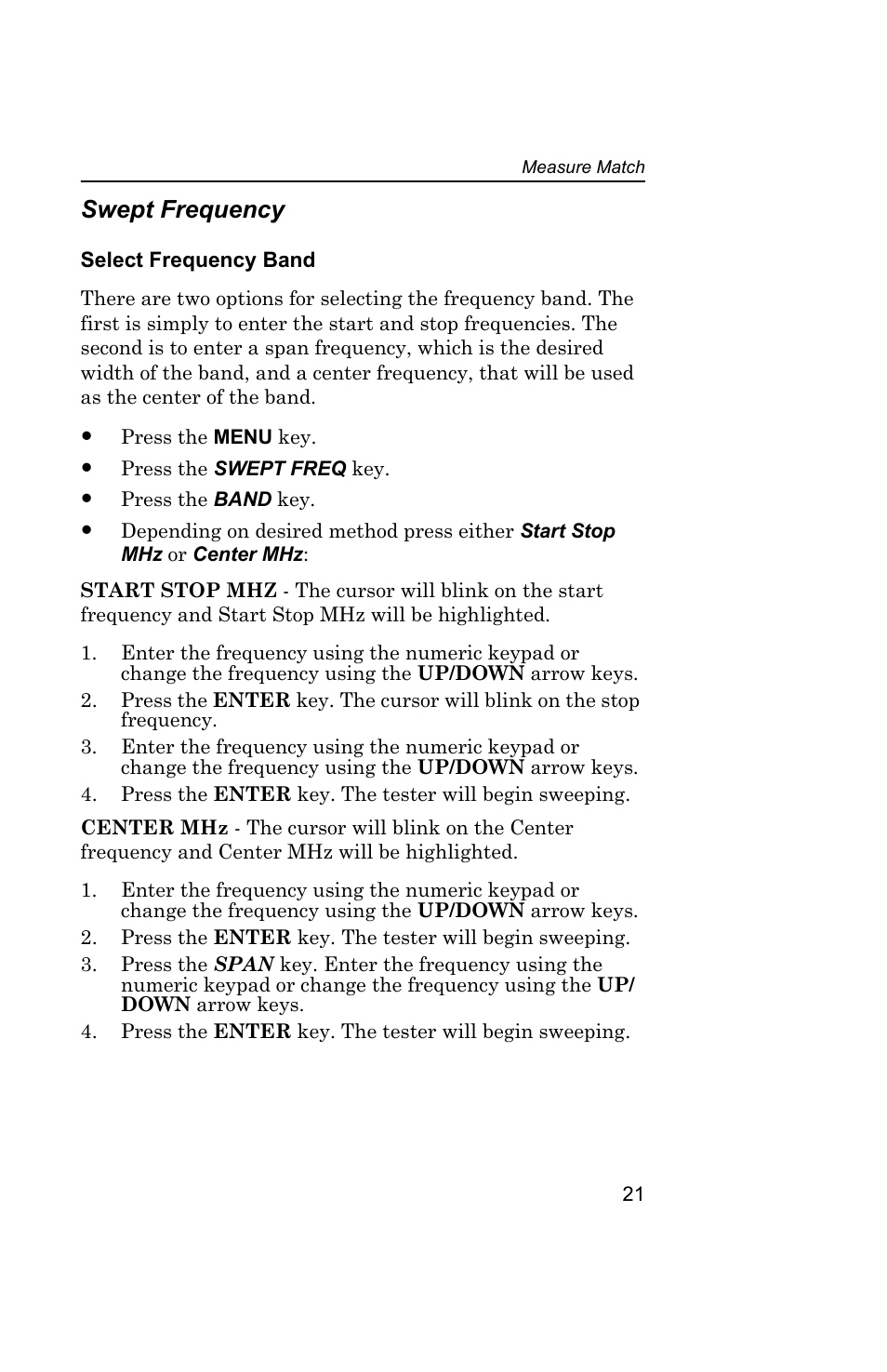 Swept frequency | Bird Technologies AT100 User Manual | Page 31 / 55