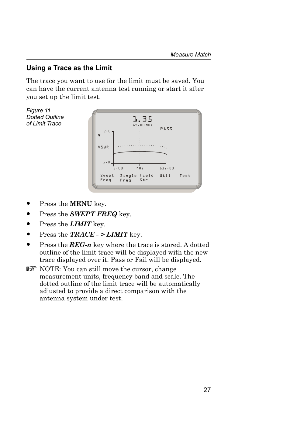 Figure 11 dotted outline of limit trace | Bird Technologies AT100 User Manual | Page 37 / 55