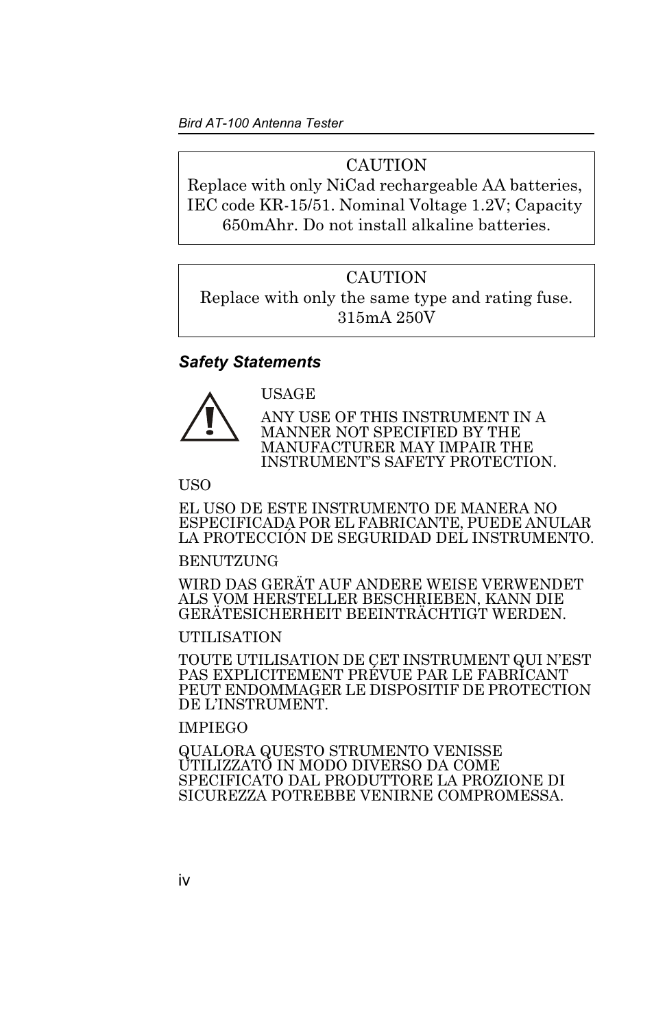 Bird Technologies AT100 User Manual | Page 6 / 55