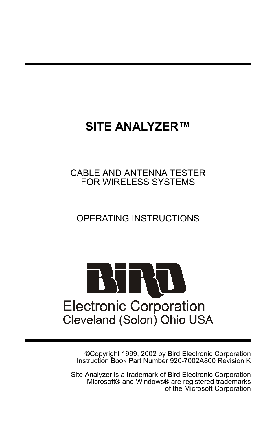 Bird Technologies SA-4000 User Manual | 124 pages