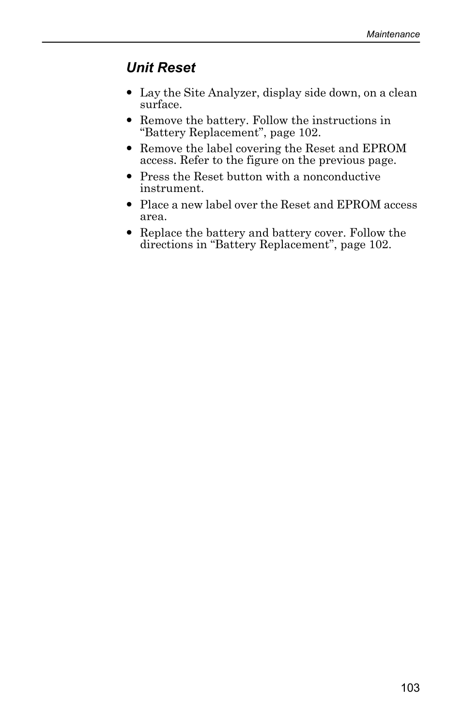 Unit reset | Bird Technologies SA-4000 User Manual | Page 113 / 124