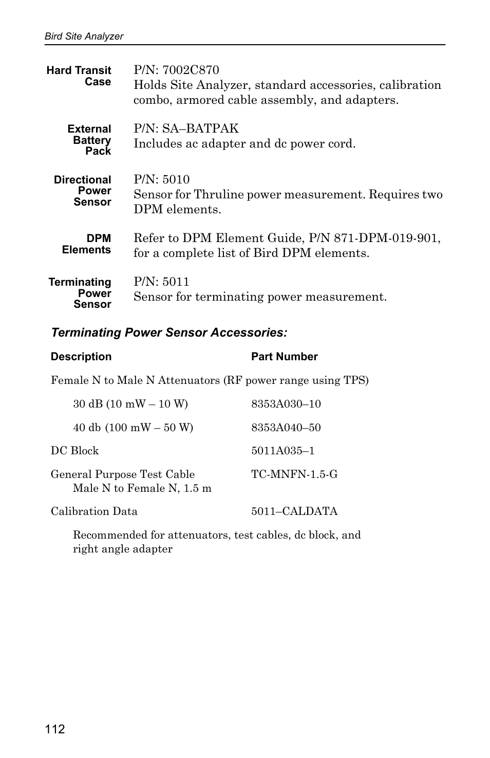 Bird Technologies SA-4000 User Manual | Page 122 / 124