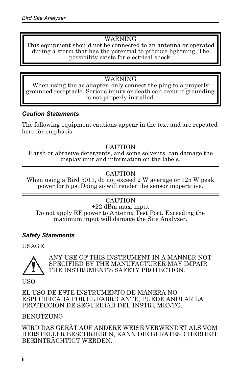 Bird Technologies SA-4000 User Manual | Page 4 / 124