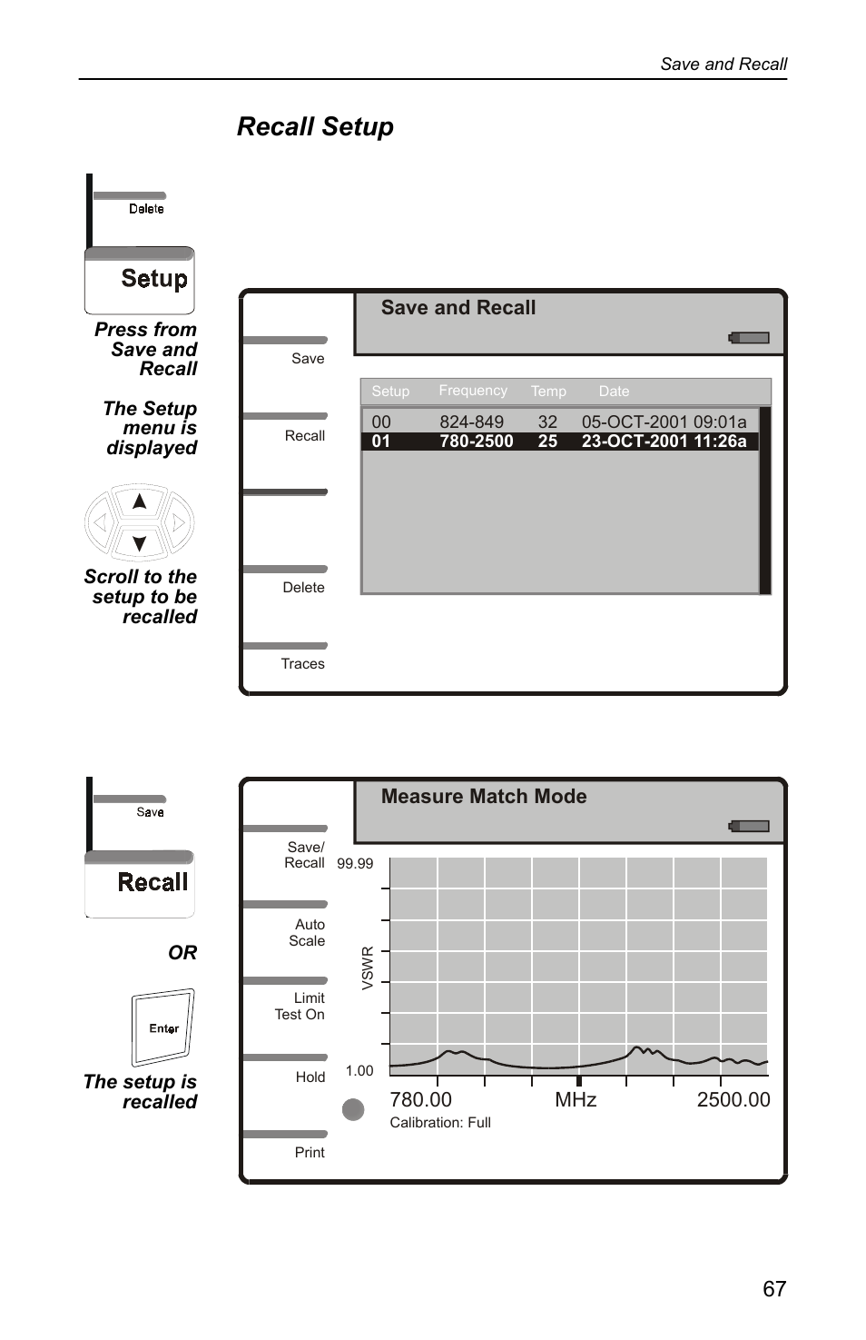 Recall setup | Bird Technologies SA-4000 User Manual | Page 77 / 124