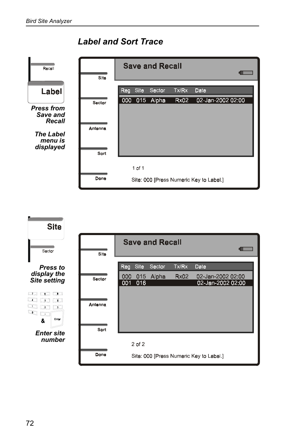 Label and sort trace | Bird Technologies SA-4000 User Manual | Page 82 / 124