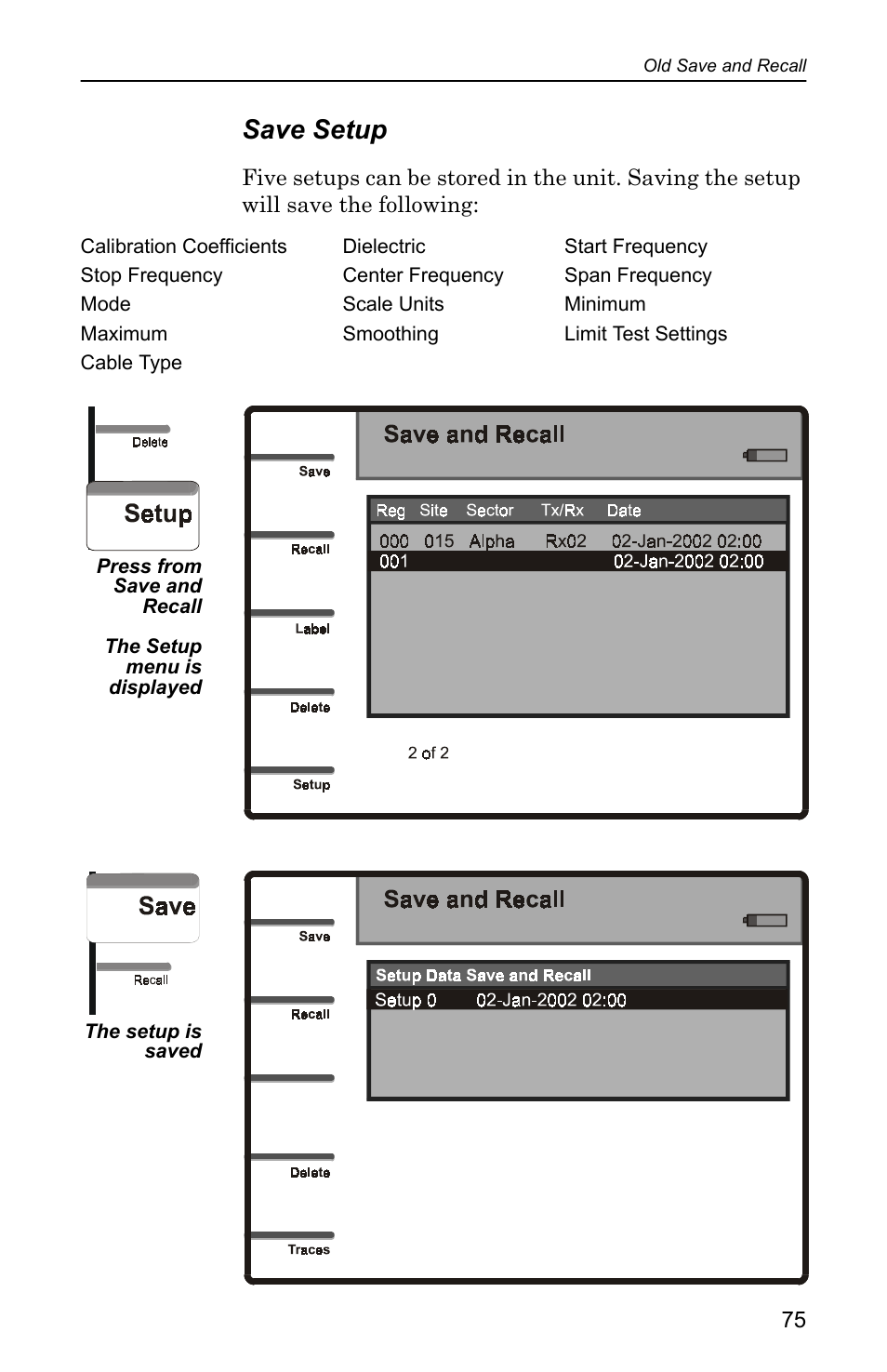 Save setup | Bird Technologies SA-4000 User Manual | Page 85 / 124