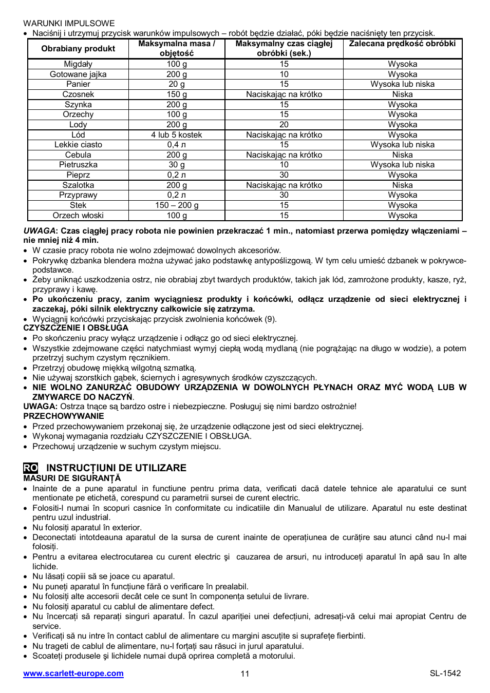 Scarlett SL-1542 User Manual | Page 11 / 25