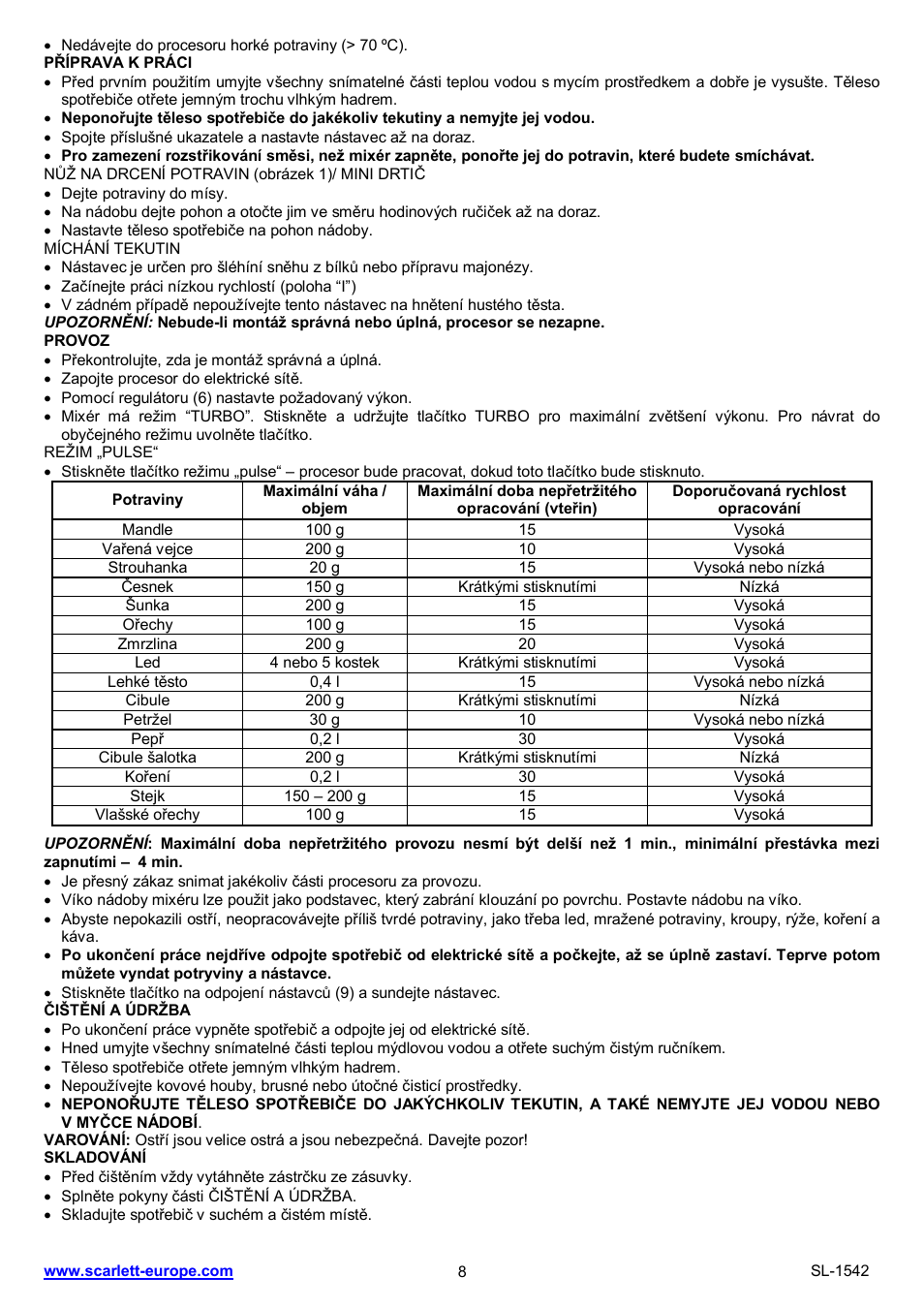 Scarlett SL-1542 User Manual | Page 8 / 25