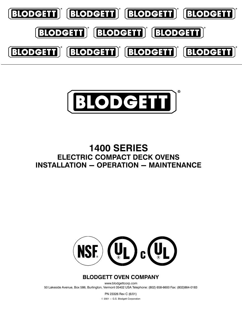 Blodgett 1400 SERIES User Manual | 18 pages