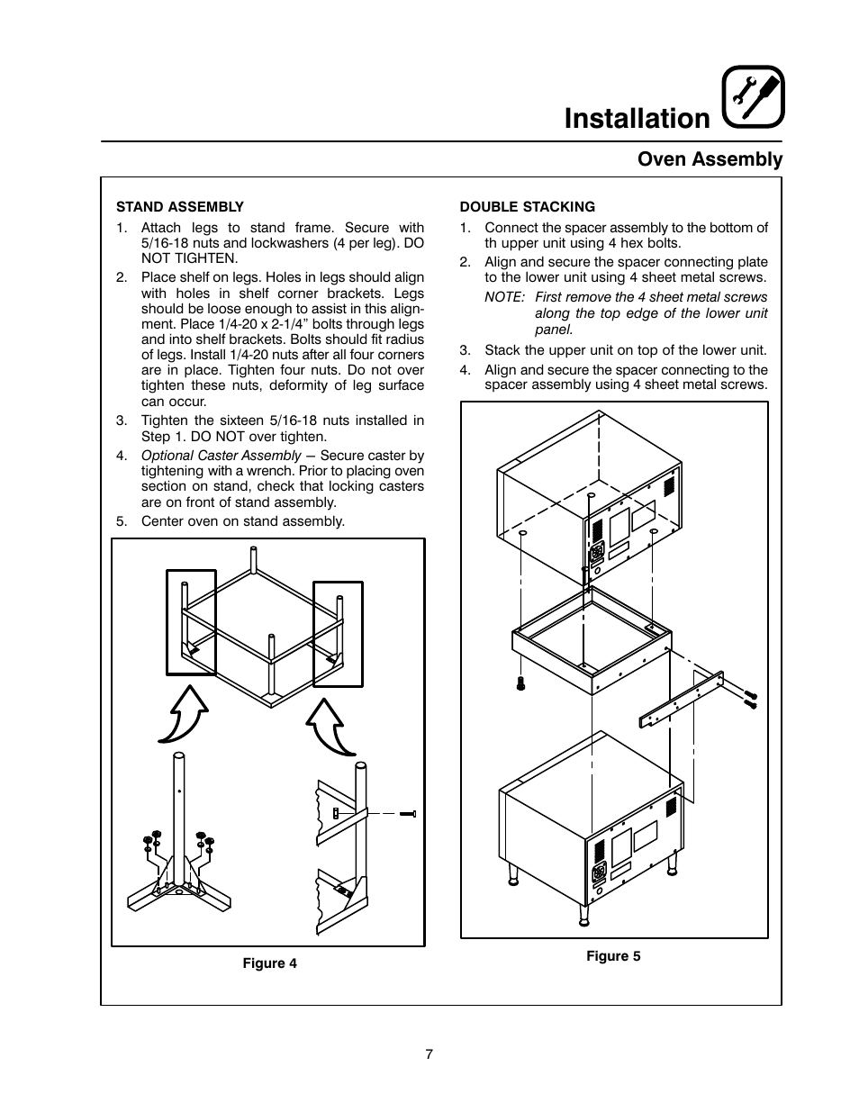 Installation, Oven assembly | Blodgett 1400 SERIES User Manual | Page 11 / 18