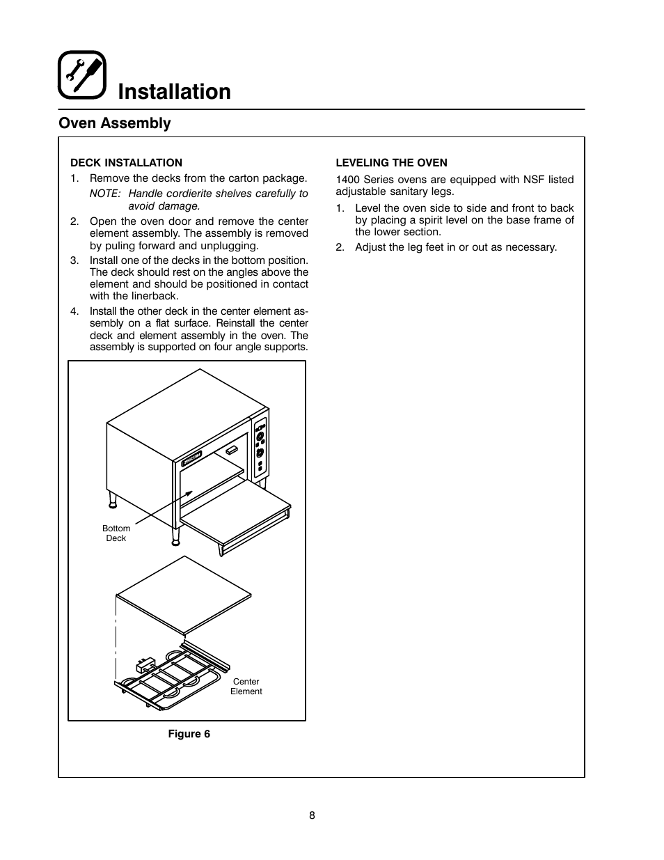 Installation, Oven assembly | Blodgett 1400 SERIES User Manual | Page 12 / 18