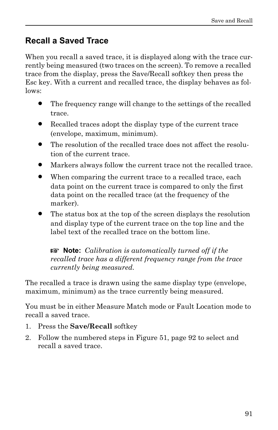 Recall a saved trace | Bird Technologies SA-6000EX User Manual | Page 107 / 162