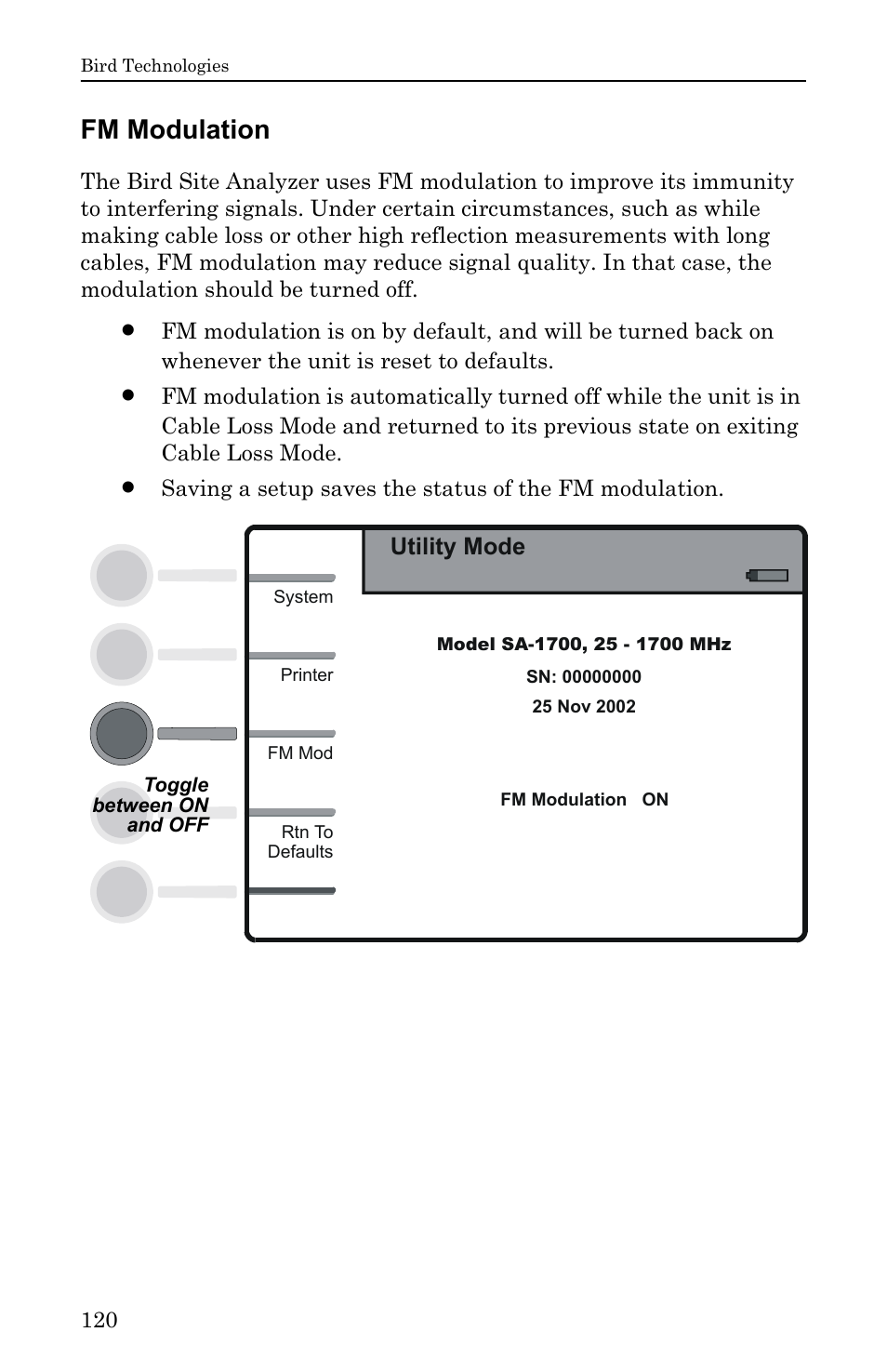 Fm modulation | Bird Technologies SA-6000EX User Manual | Page 136 / 162