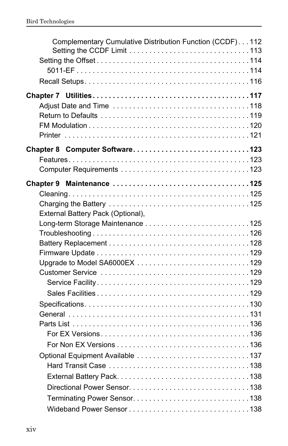 Bird Technologies SA-6000EX User Manual | Page 14 / 162
