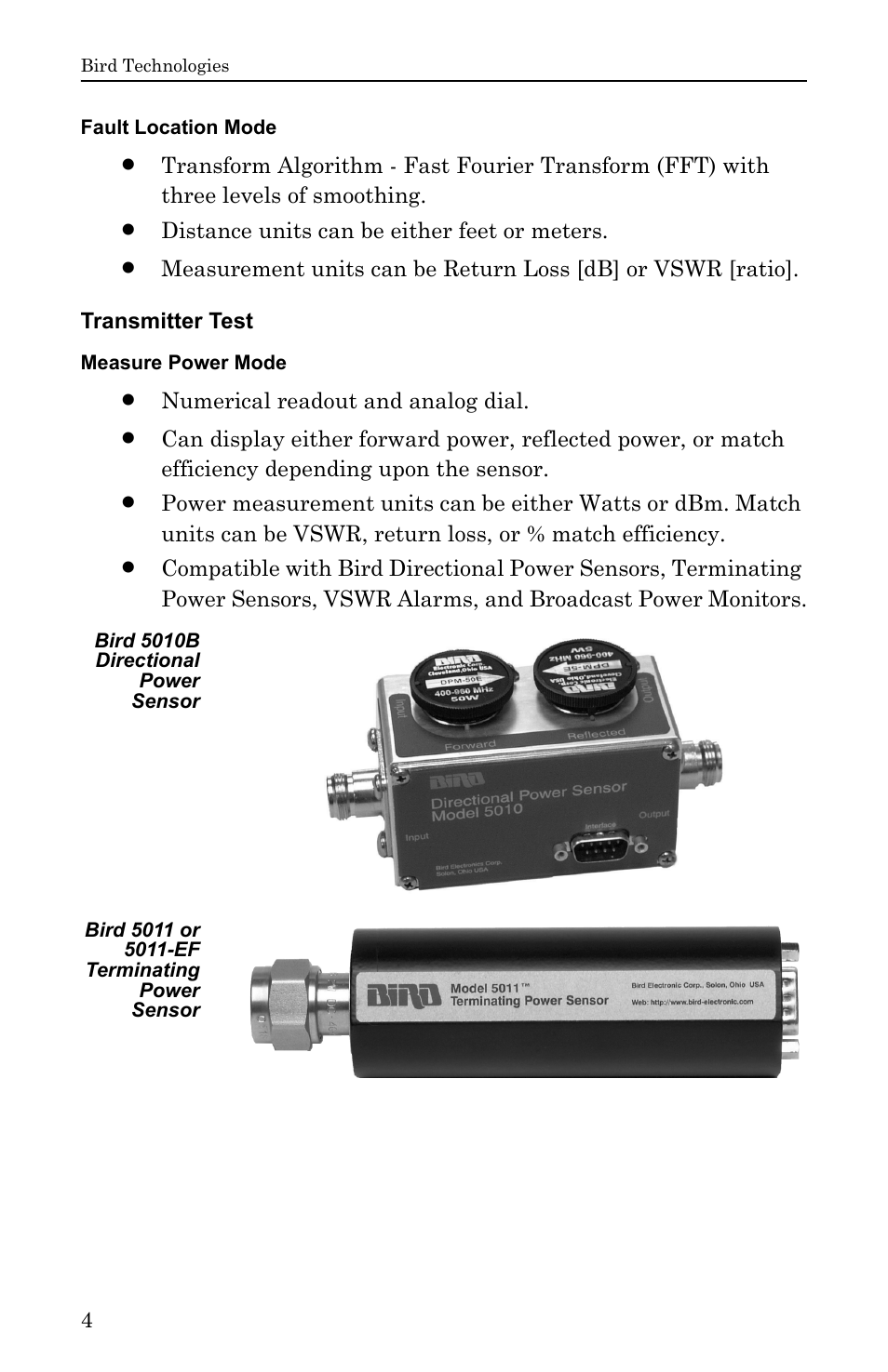 Fault location mode, Transmitter test, Measure power mode | Bird Technologies SA-6000EX User Manual | Page 20 / 162
