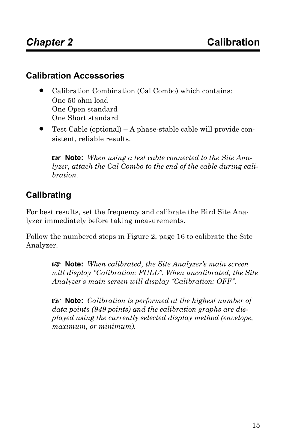 Chapter 2 calibration, Calibration accessories, Calibrating | Calibration accessories calibrating | Bird Technologies SA-6000EX User Manual | Page 31 / 162