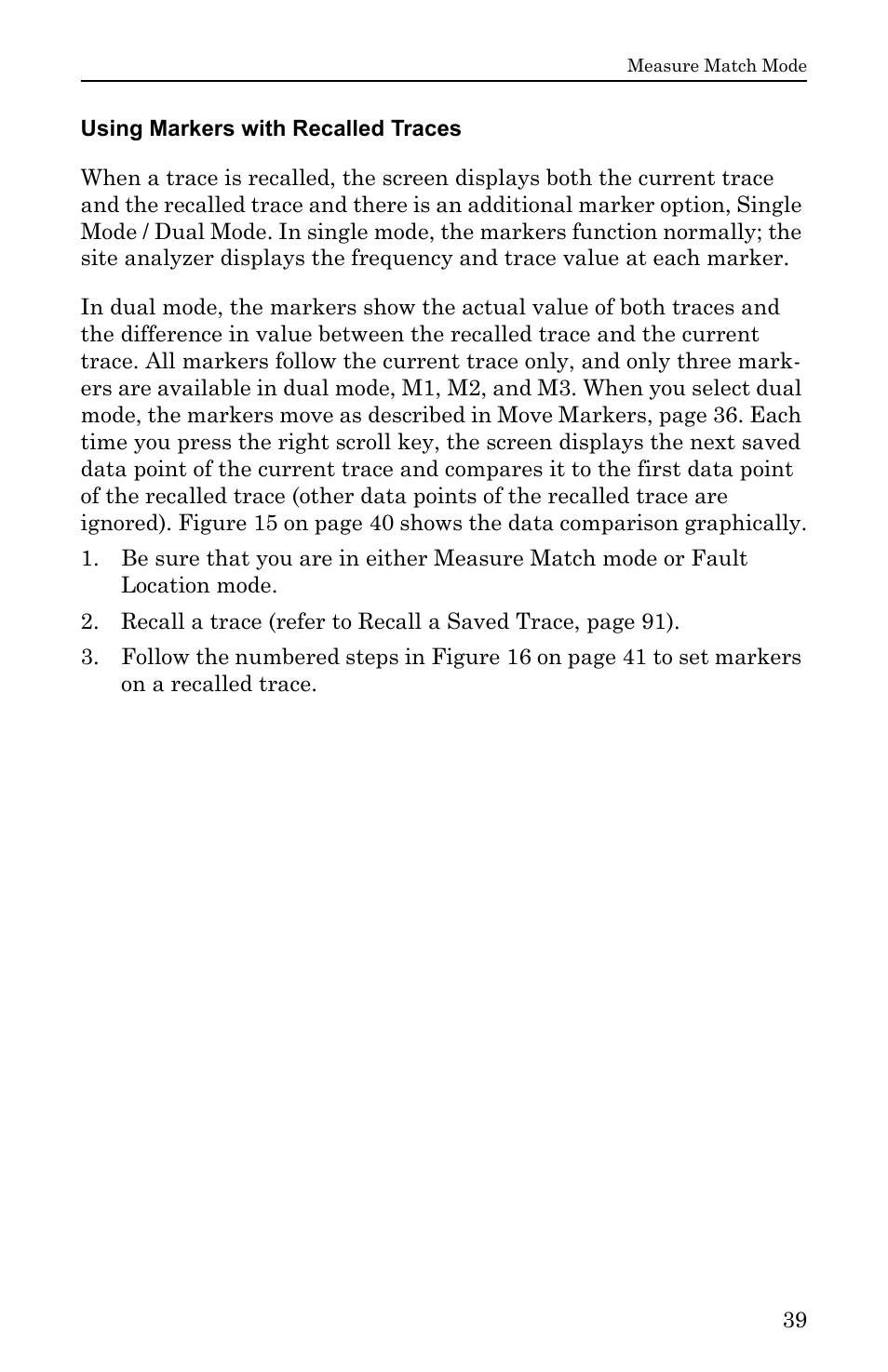 Using markers with recalled traces | Bird Technologies SA-6000EX User Manual | Page 55 / 162