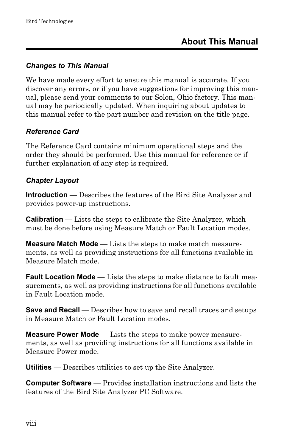 About this manual | Bird Technologies SA-6000EX User Manual | Page 8 / 162