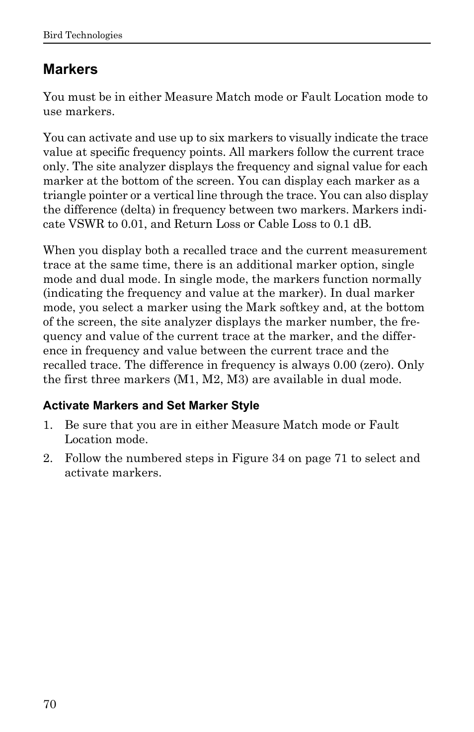 Markers, Activate markers and set marker style | Bird Technologies SA-6000EX User Manual | Page 86 / 162
