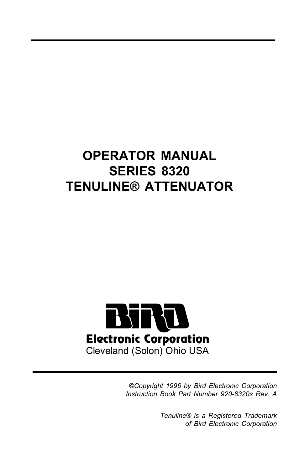 Bird Technologies 8320 User Manual | 28 pages