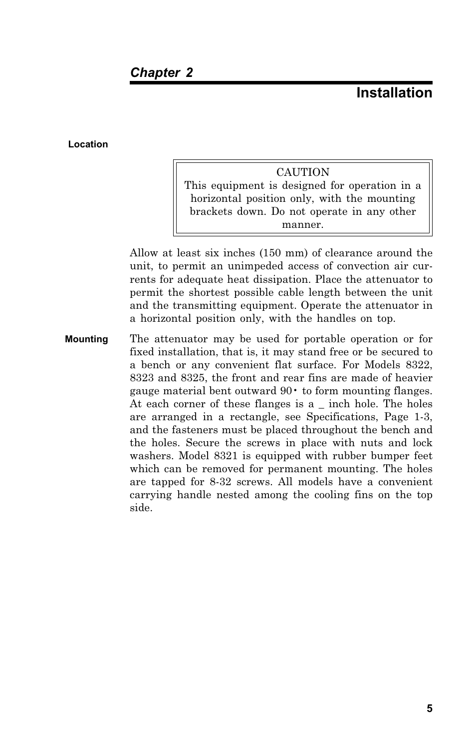 Installation, Chapter 2 | Bird Technologies 8320 User Manual | Page 15 / 28