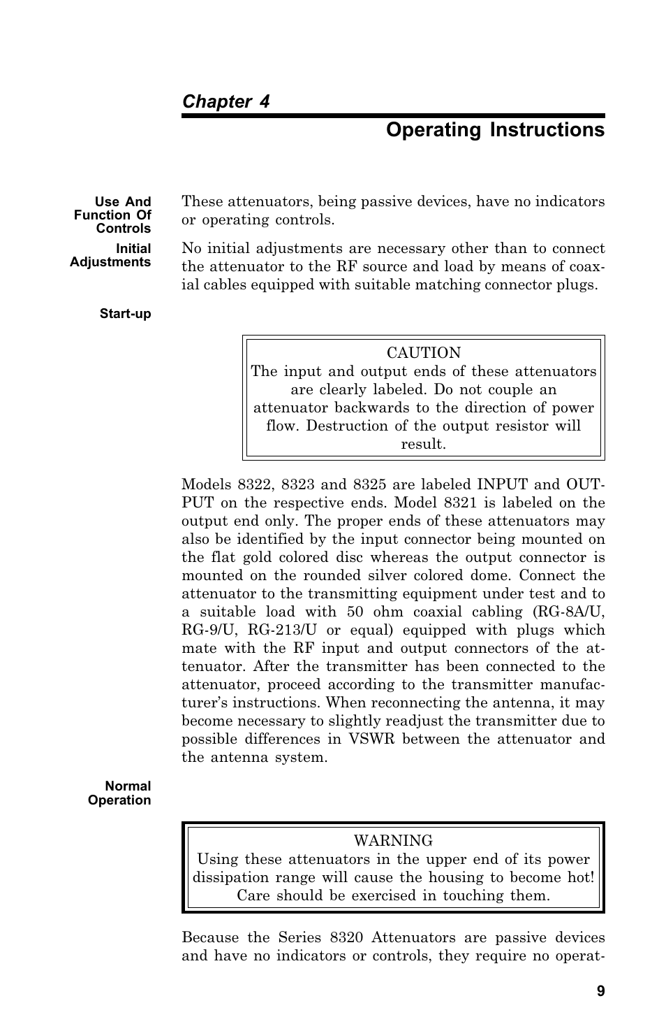 Operating instructions, Chapter 4 | Bird Technologies 8320 User Manual | Page 19 / 28
