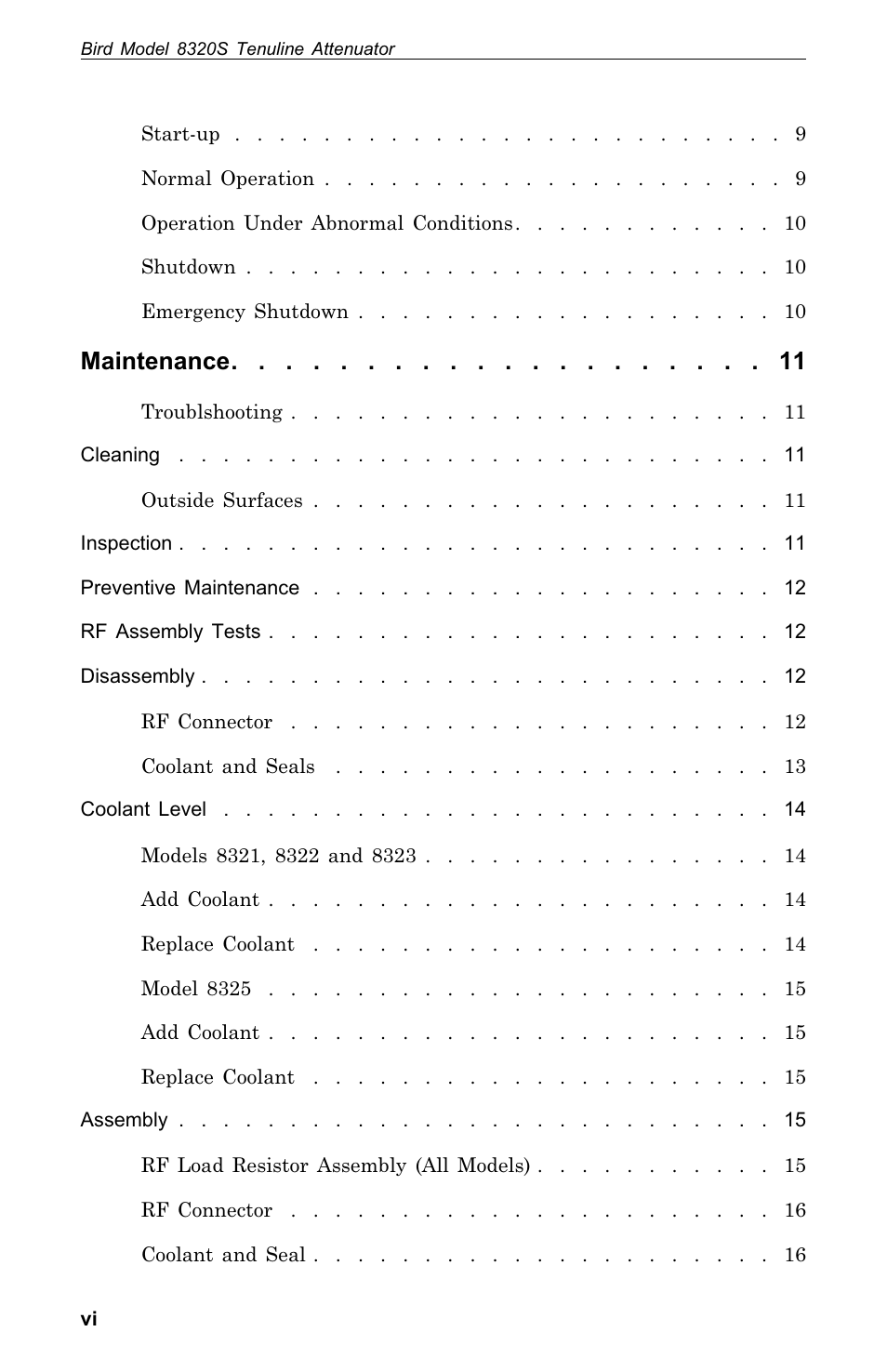 Maintenance | Bird Technologies 8320 User Manual | Page 8 / 28