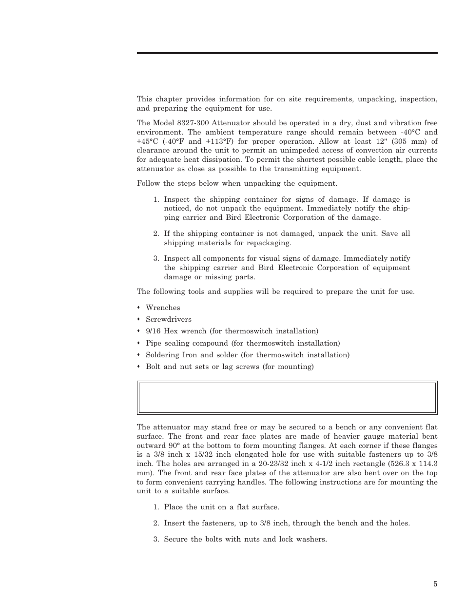 Installation, Chapter 3 | Bird Technologies 8327-300 User Manual | Page 15 / 27