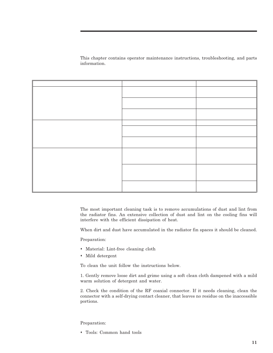Maintenance, Chapter 5, Troubleshooting cleaning | Preventive maintenance | Bird Technologies 8327-300 User Manual | Page 21 / 27