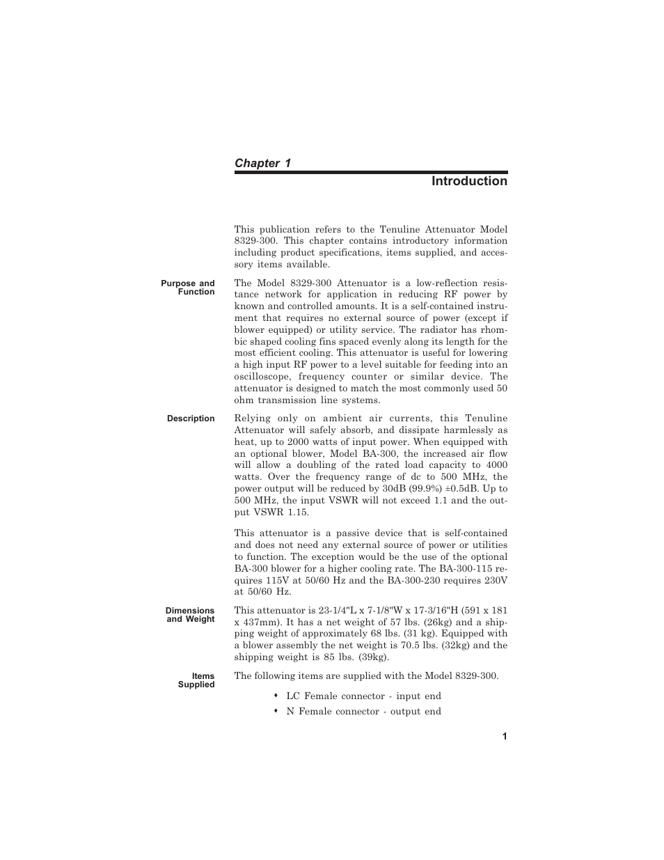 Introduction | Bird Technologies 8329-300 User Manual | Page 11 / 35