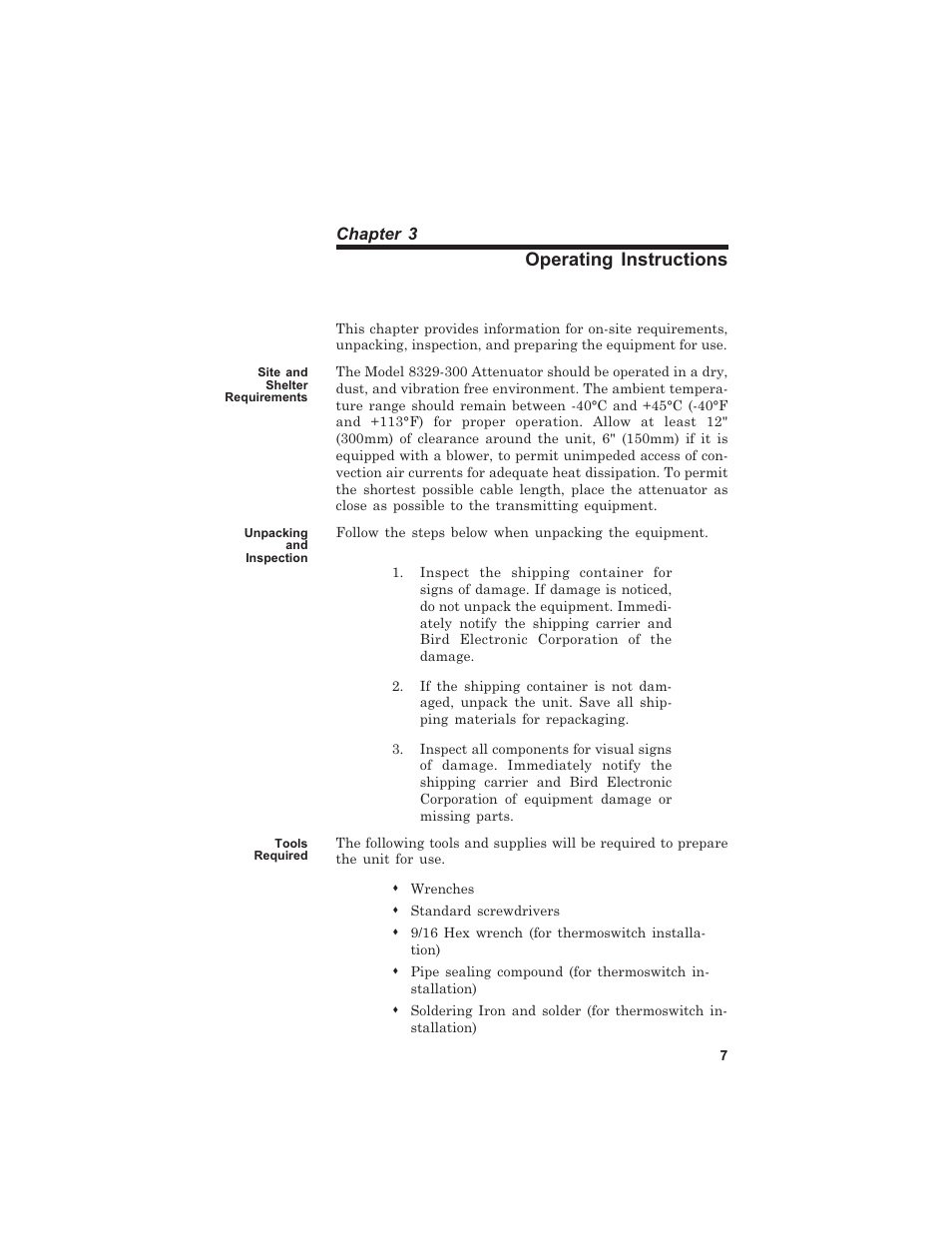 Operating instructions | Bird Technologies 8329-300 User Manual | Page 17 / 35
