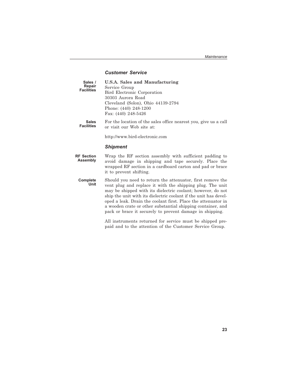 Bird Technologies 8329-300 User Manual | Page 33 / 35