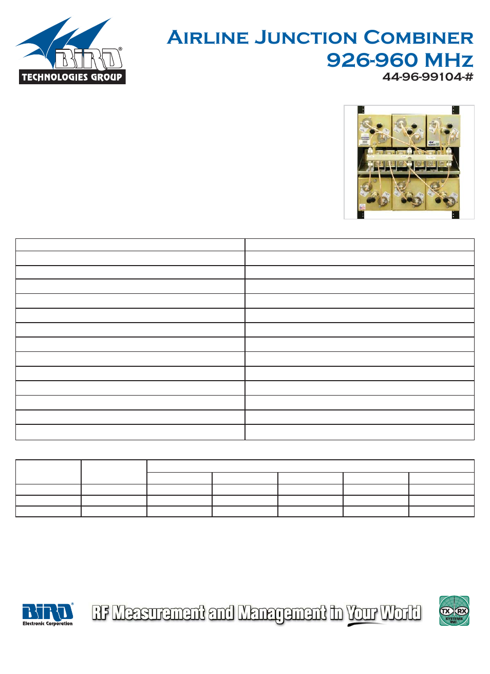 Bird Technologies 44-96-99104-X Series User Manual | 1 page