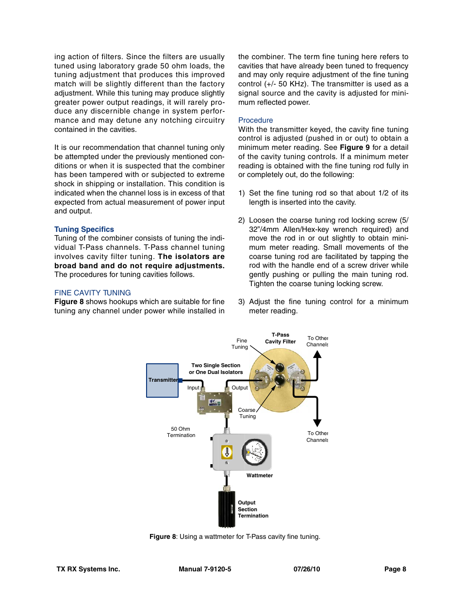 Tuning specifics, Fine cavity tuning | Bird Technologies 73-67-25 Series User Manual | Page 14 / 32