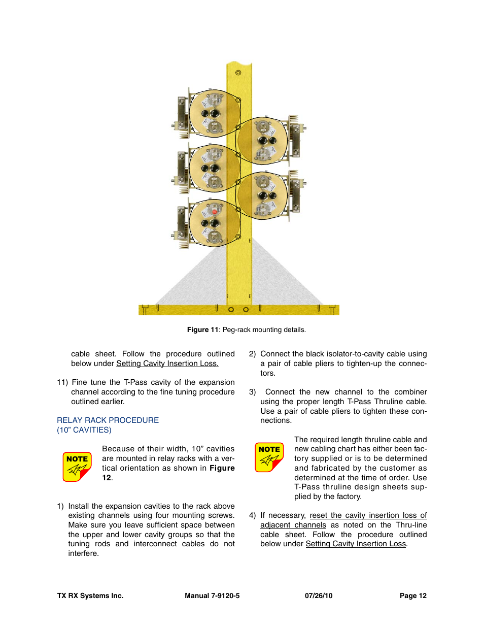 Relay rack procedure, 10” cavities) | Bird Technologies 73-67-25 Series User Manual | Page 18 / 32